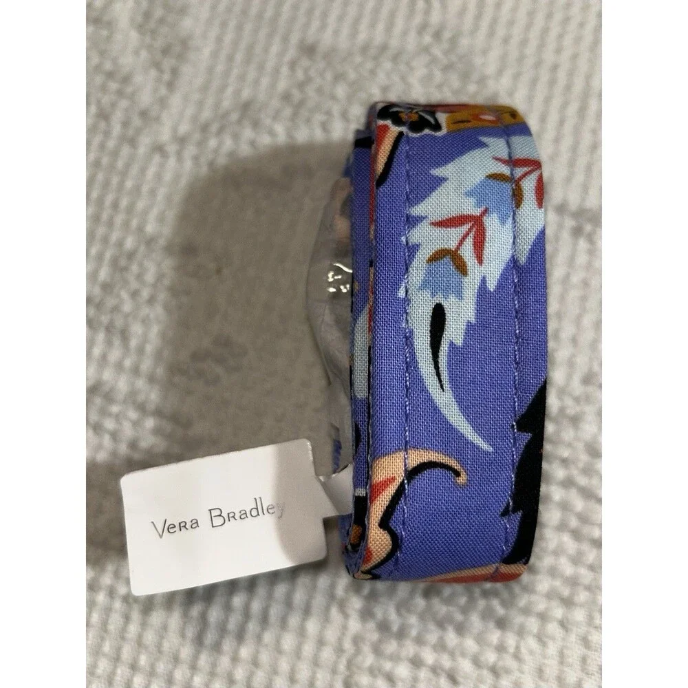 Vera Bradley Lighten Up Wide Lanyard Mural Garden NWT ID Key Clip Lavender Flora